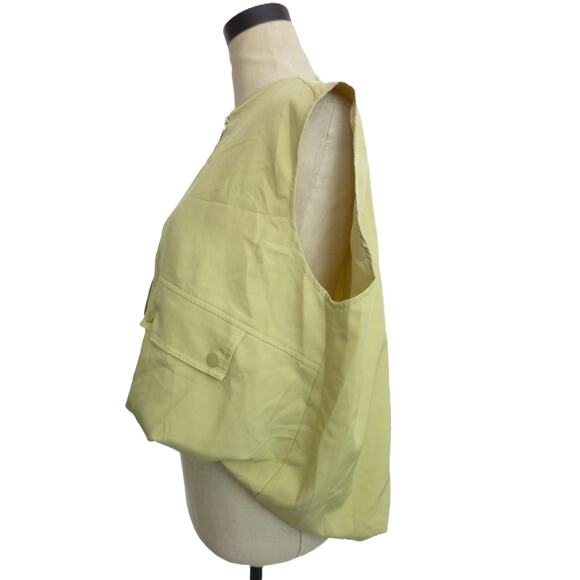 NWT Commense Oversized Boxy Zippered Cargo Vest Pale Green XS - Picture 4 of 7